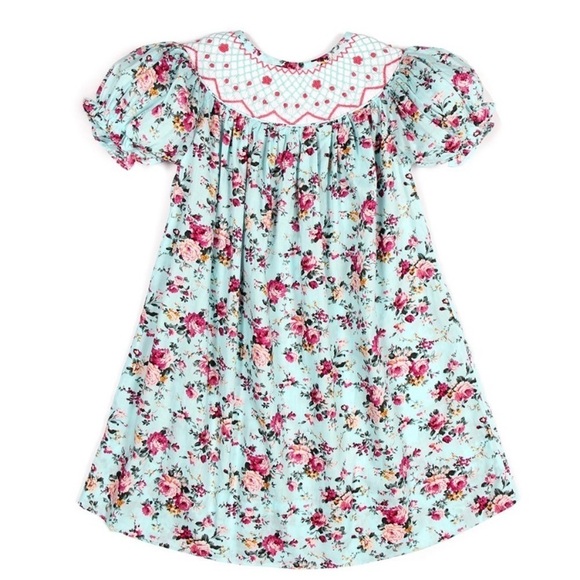 Little Smocked Mess Other - Smocked Floral Embroidered Bishop Dress 1520